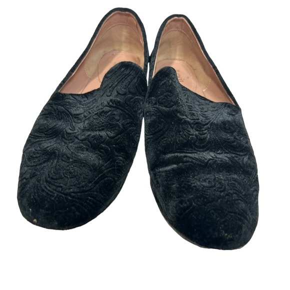 Lewit Loafers | black velvet embossed flat shoes | size 37 Italian made in Italy - Picture 4 of 13